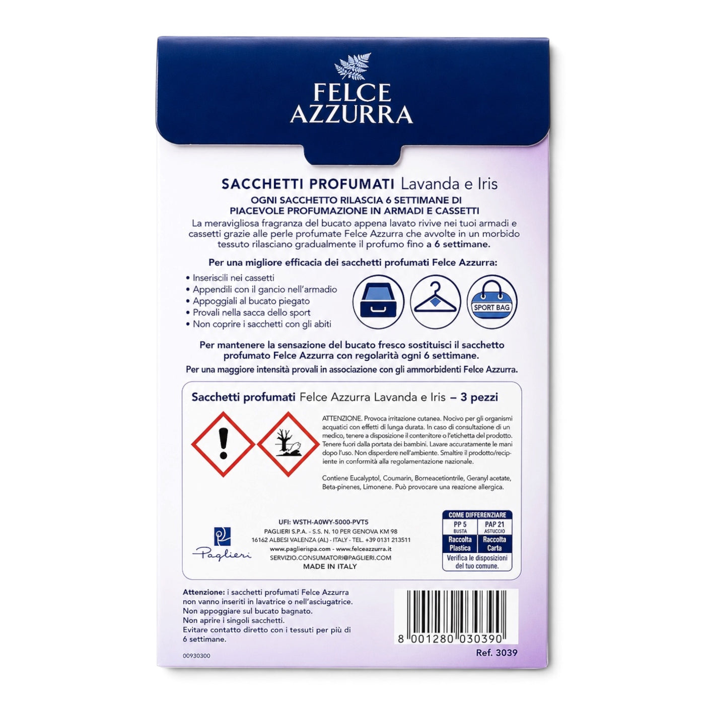 Felce Azzurra Duftbeutel Lavendel & Iris 3 Stück