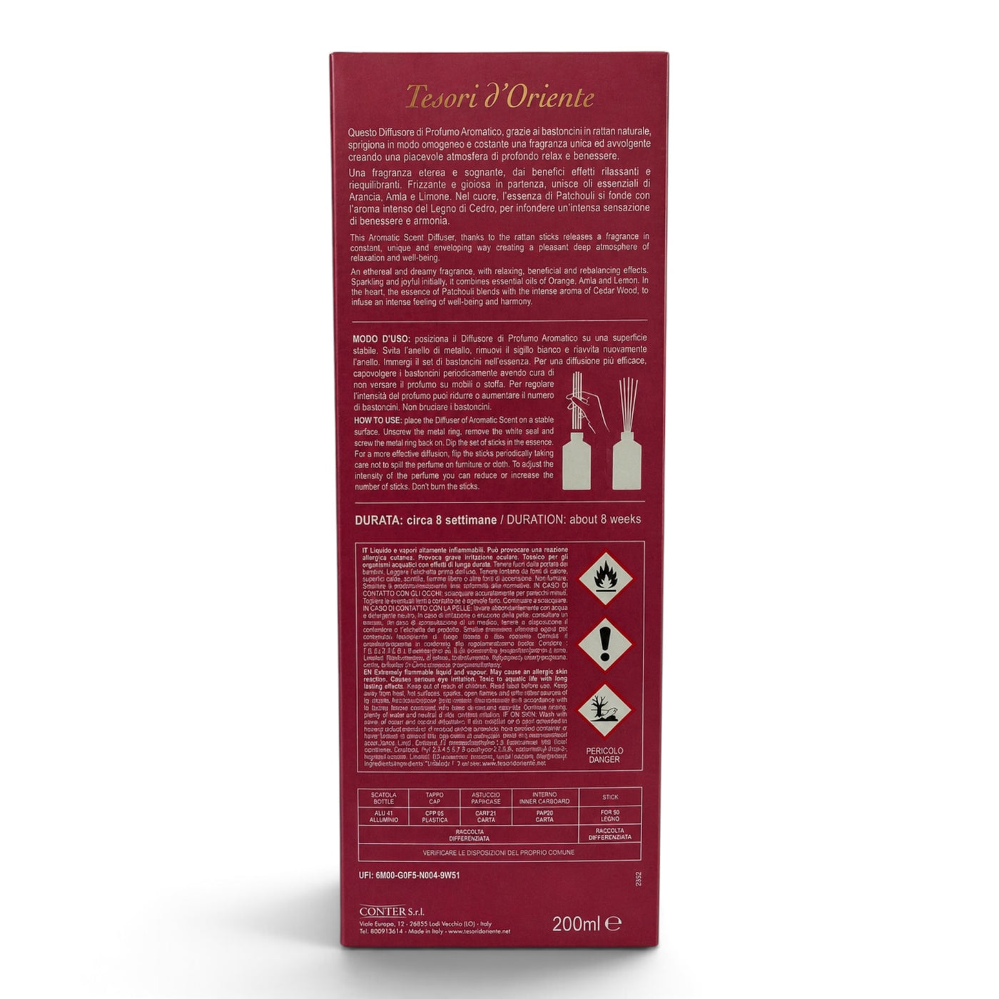 Tesori d’Oriente Ayurveda Aromadiffuser mit Duftstäbchen 200 ml