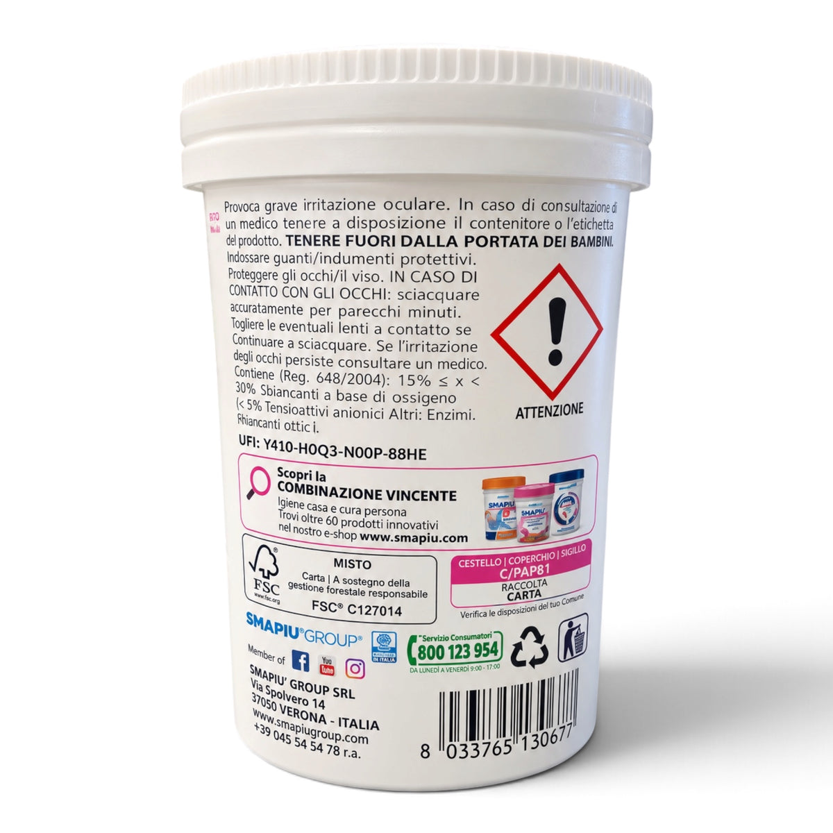 Smapiù Aktiviertes Natriumpercarbonat für Weiß- & Buntwäsche 500 g