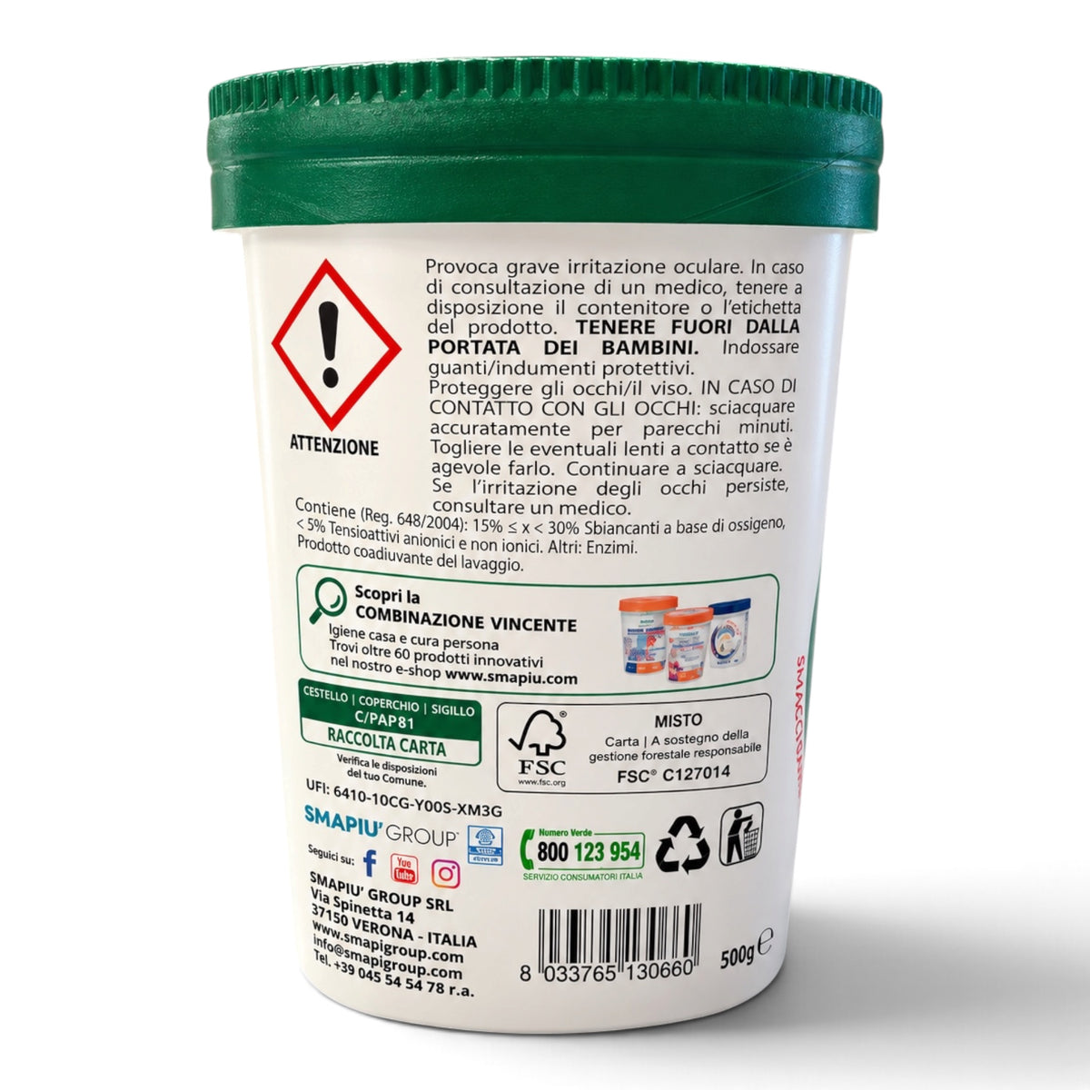 Smapìù Aktiviertes Natriumpercarbonat für Weiß- & Buntwäsche 500 g
