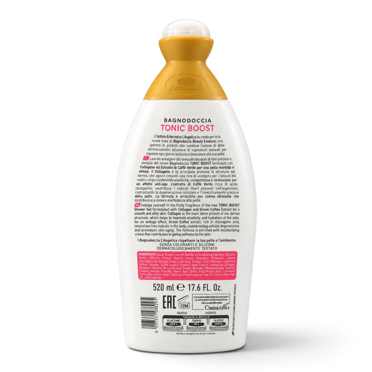 L’Angelica Tonic Boost Duschgel mit Kollagen & Grünkaffee 520 ml