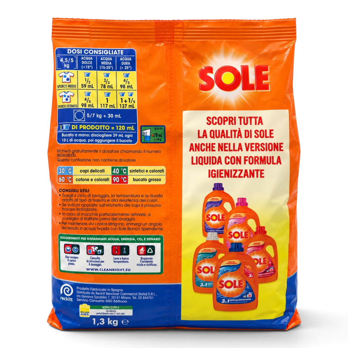 Sole Waschpulver für weiße Wäsche 1,3kg